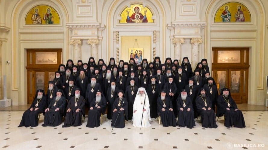 Members of the Holy Synod of the Romanian Orthodox Church during a 2025 session